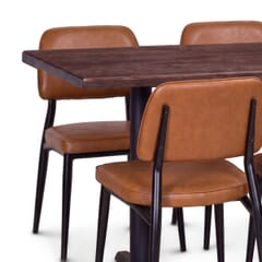 4-Seat Adaline Upholstered Black Metal Restaurant Chair Set with Reclaimed Ash Top