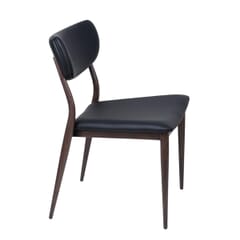 Quick Ship Stackable Walnut Steelgrain Restaurant Dining Chair with Black Vinyl Seat