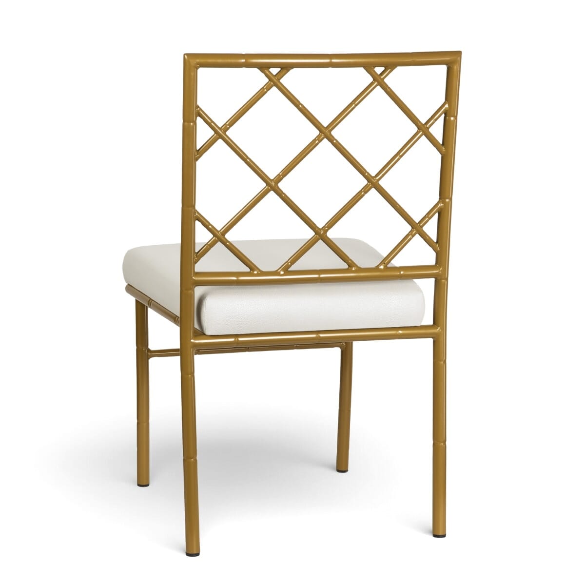 Stackable Steel Chair with Upholstered Seat in Gold