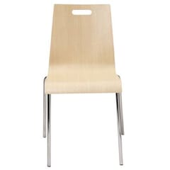 Stackable Metal Chair with Plywood Seat and Back in Sandalwood 