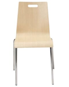 Stackable Metal Chair with Plywood Seat and Back in Sandalwood 