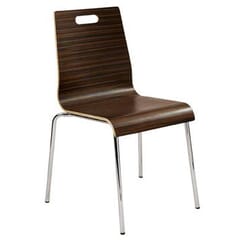 Stackable Metal Chair with Plywood Seat and Back in Mocha