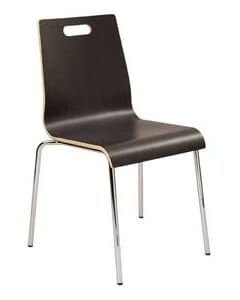 Stackable Metal Chair with Plywood Seat and Back in Black Onyx