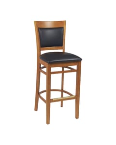 Cherry Wood Finish Easton Commercial Bar Stool with Upholstered Seat & Back (front)