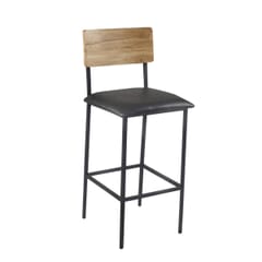 Reclaimed Natural Wood Restaurant Bar Stool with Industrial Steel Frame