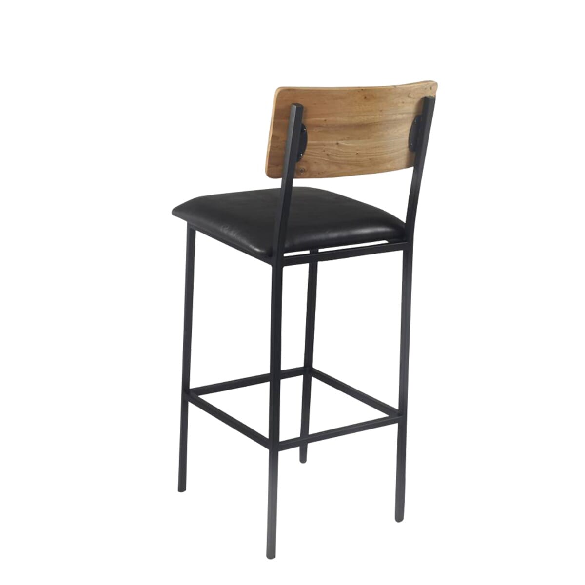 Reclaimed Natural Wood Restaurant Bar Stool Industrial Steel Frame
