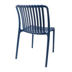 Stackable Indoor/Outdoor Resin Chair With Striped Seat and Back in Blue