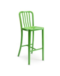 Outdoor Navy-Style Vertical-Back Commercial Barstool in Green