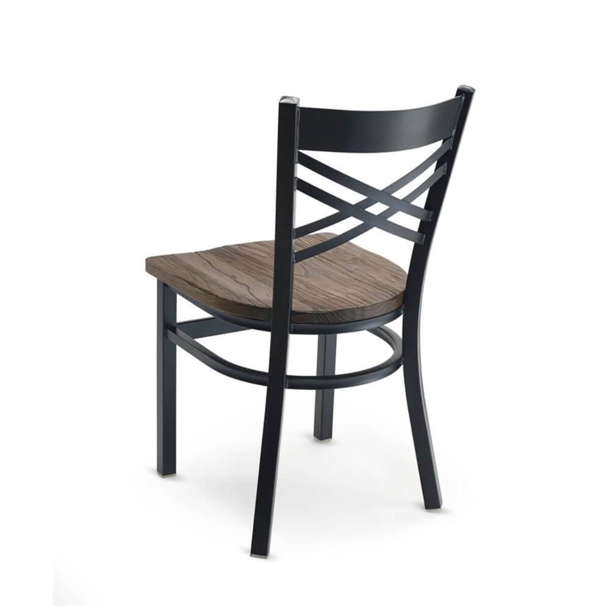 Black Metal X Back Chair with Veneer Seat Commercial Furniture
