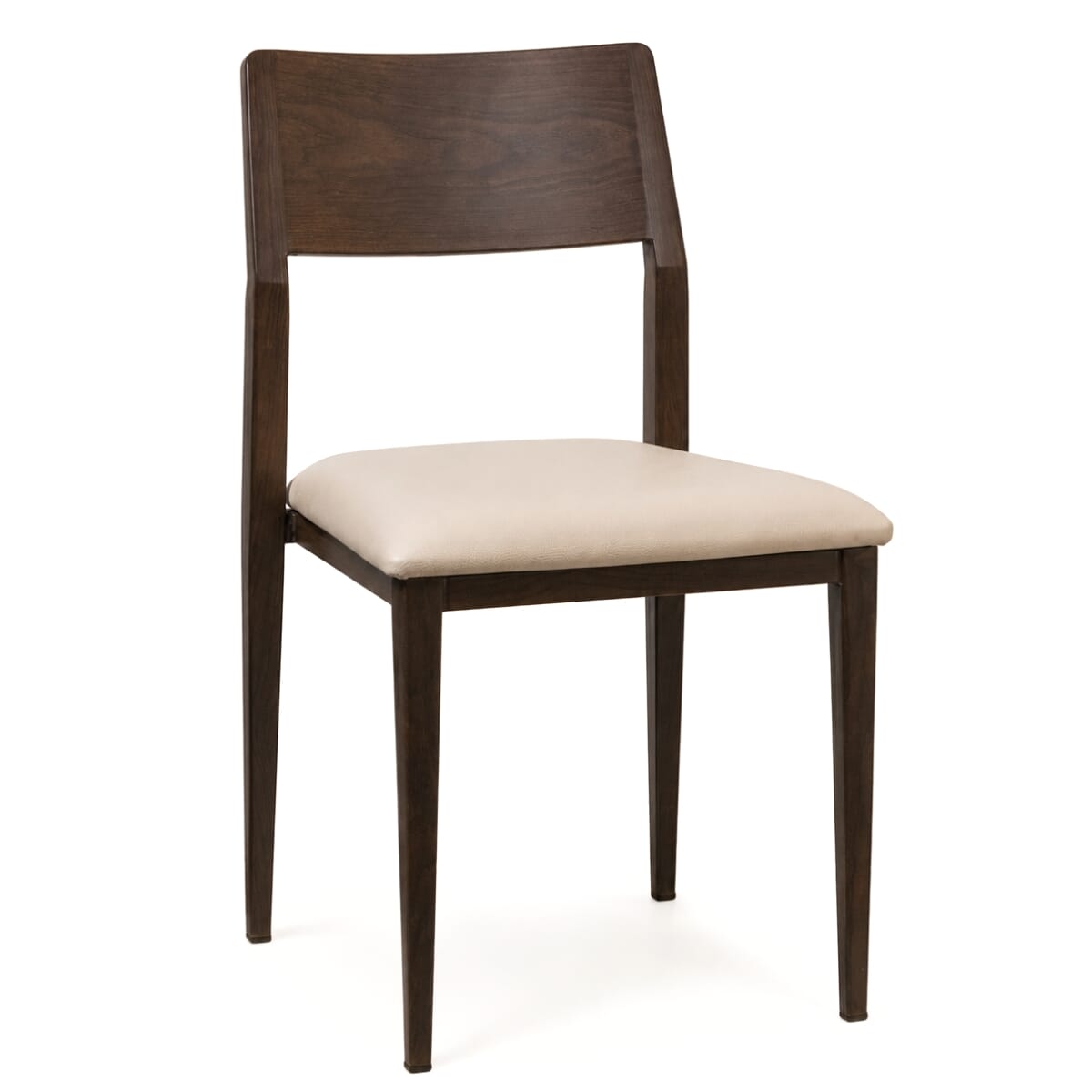 Stackable Walnut Steelgrain Panel Back Restaurant Chair
