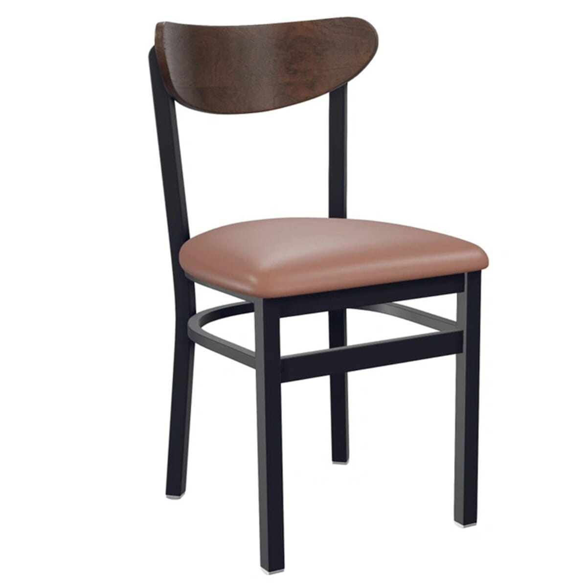 Black Metal Restaurant Chair with Kidney Shaped Veneer Back