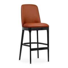 Custom Fully Upholstered Townsend Wood Restaurant Bar Stool in Black Finish