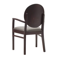 Espresso Wood Round Back Upholstered Restaurant Chair with Arms