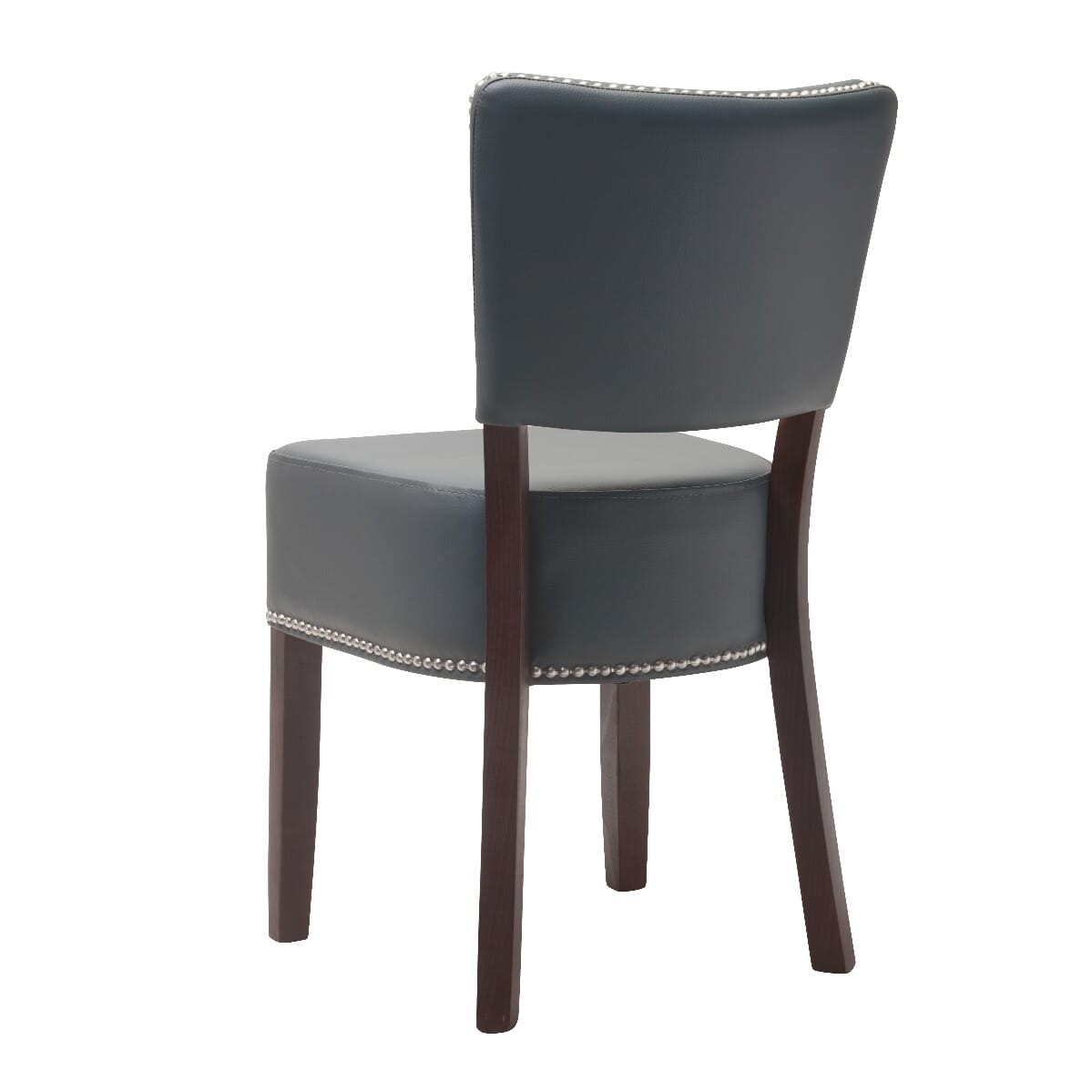 Fully Upholstered Dark Mahogany Beech Wood Restaurant Chair with Faux Leather