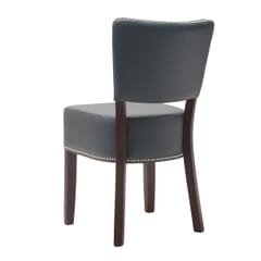 Fully Upholstered Dark Mahogany Beech Wood Restaurant Chair with Faux Leather