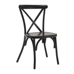 Antique-Look Stackable Black Aluminum Cross-Back Restaurant Chair