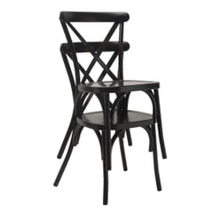 Antique-Look Stackable Black Aluminum Cross-Back Indoor/Outdoor Restaurant Chair
