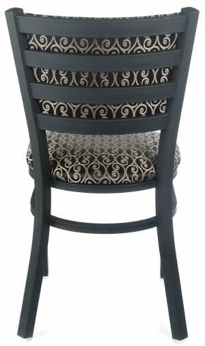 Fully Upholstered Black Ladderback Metal Restaurant Chair