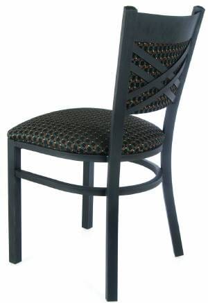 Fully Upholstered X-Back Metal Restaurant Chair in Black