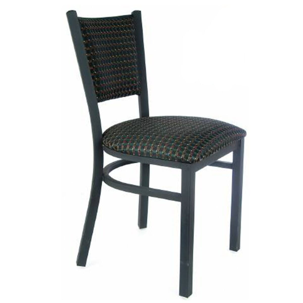 Fully Upholstered X Back Metal Restaurant Chair in Black