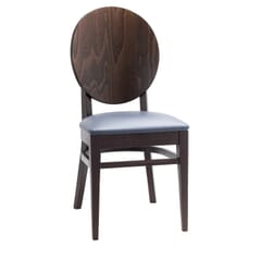 Espresso Wood Round Back Restaurant Chair with Upholstered Seat