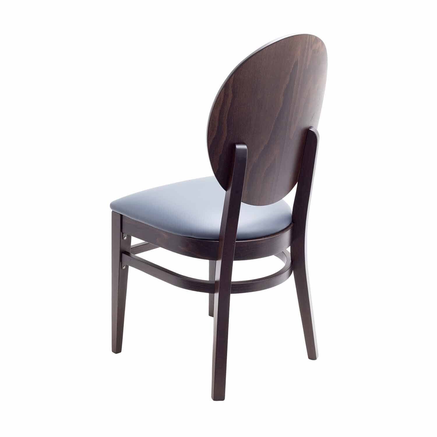 Espresso Wood Round Back Restaurant Chair with Upholstered Seat