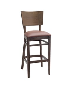 Walnut Solid Wood Square Back Restaurant Bar Stool with Upholstered Seat (Front)