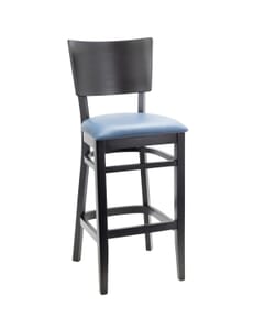 Black Solid Wood Square Back Restaurant Bar Stool with Upholstered Seat (Front)
