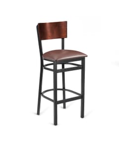 Black Metal Commercial Restaurant Barstool with Square Back 