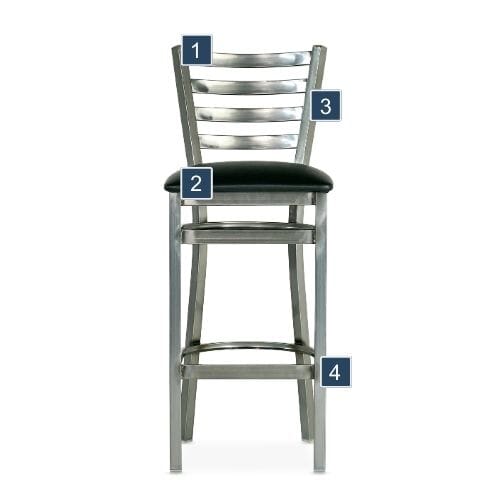  Clear Coat Steel Ladderback Bar Stool Features