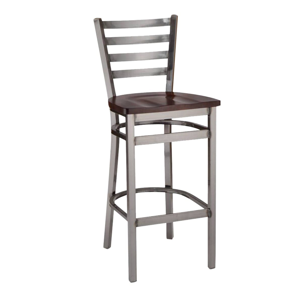 Clear Coat Distressed Finish Steel Ladderback Restaurant Bar Stool