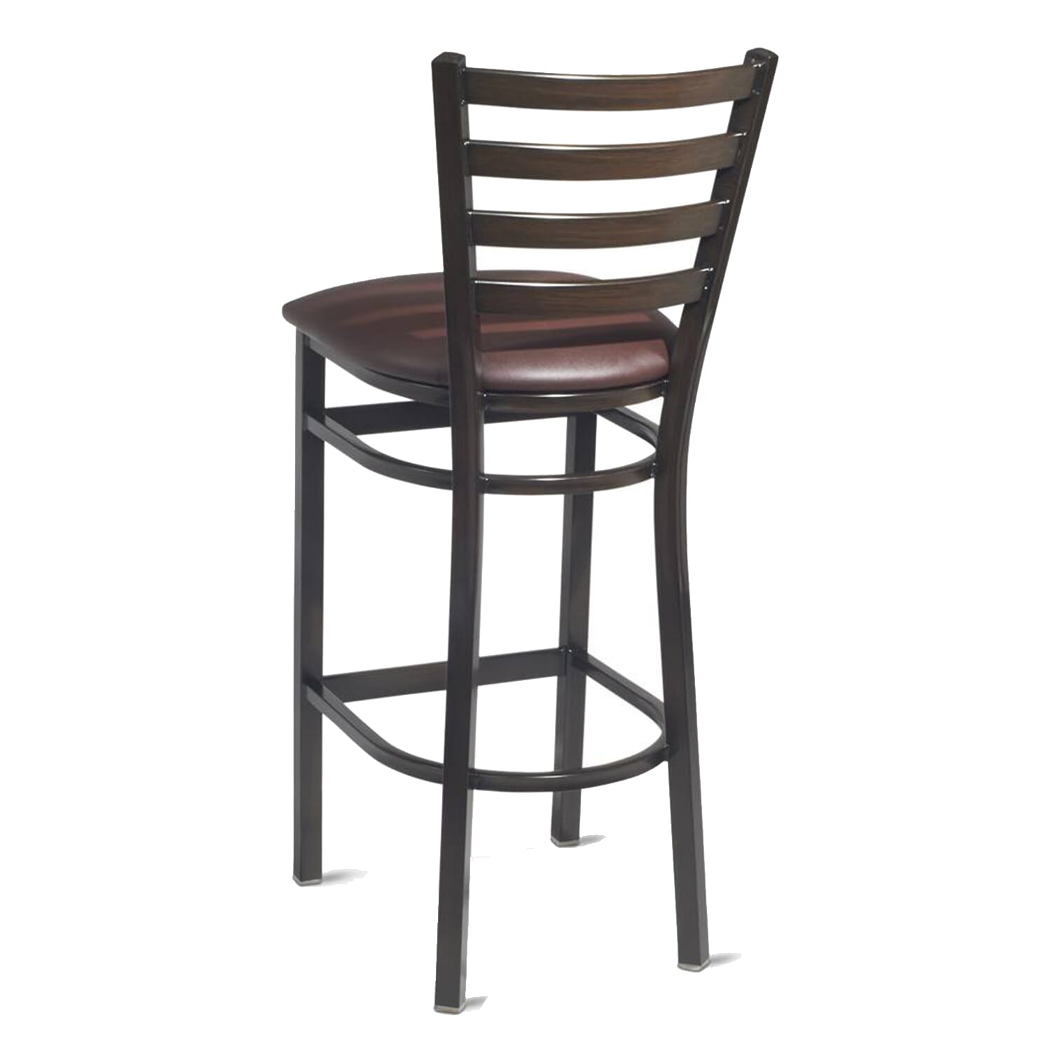 Dark Mahogany Steel Ladderback Restaurant Bar Stool with Upholstered Seat