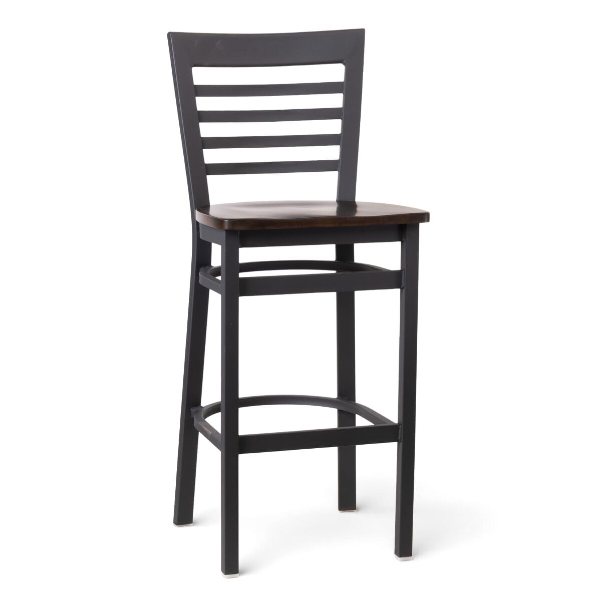 Full Ladder Back Black Metal Restaurant Bar Stool