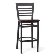 Full Ladder Back Black Metal Restaurant Bar Stool