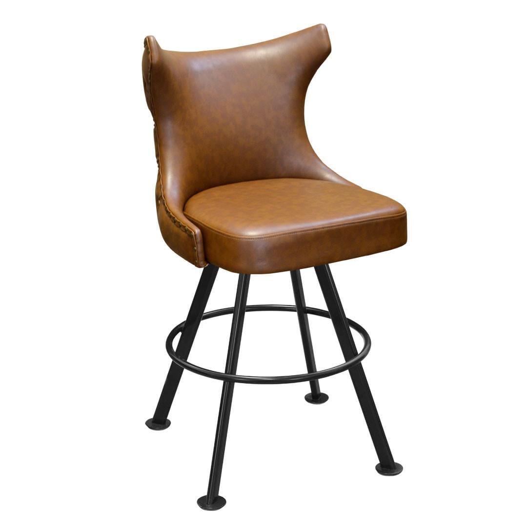 Tufted Back Bucket Bar Stool for Restaurant and Home with Large Black Rounded Frame and Vinyl Options