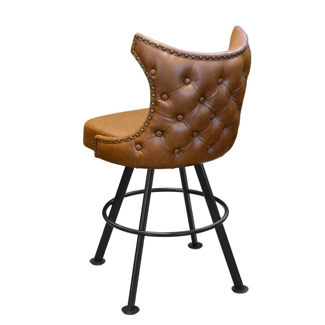 Tufted Back Bucket Bar Stool for Restaurant and Home with Large Black Rounded Frame and Vinyl Options
