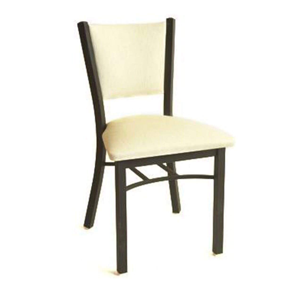 Upholstered Stackable X Back Metal Restaurant Chair in Black