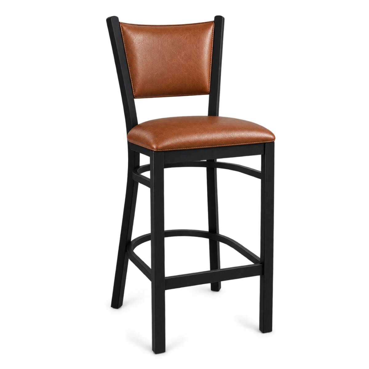 Cross-back Fully Upholstered Metal Bar Stool