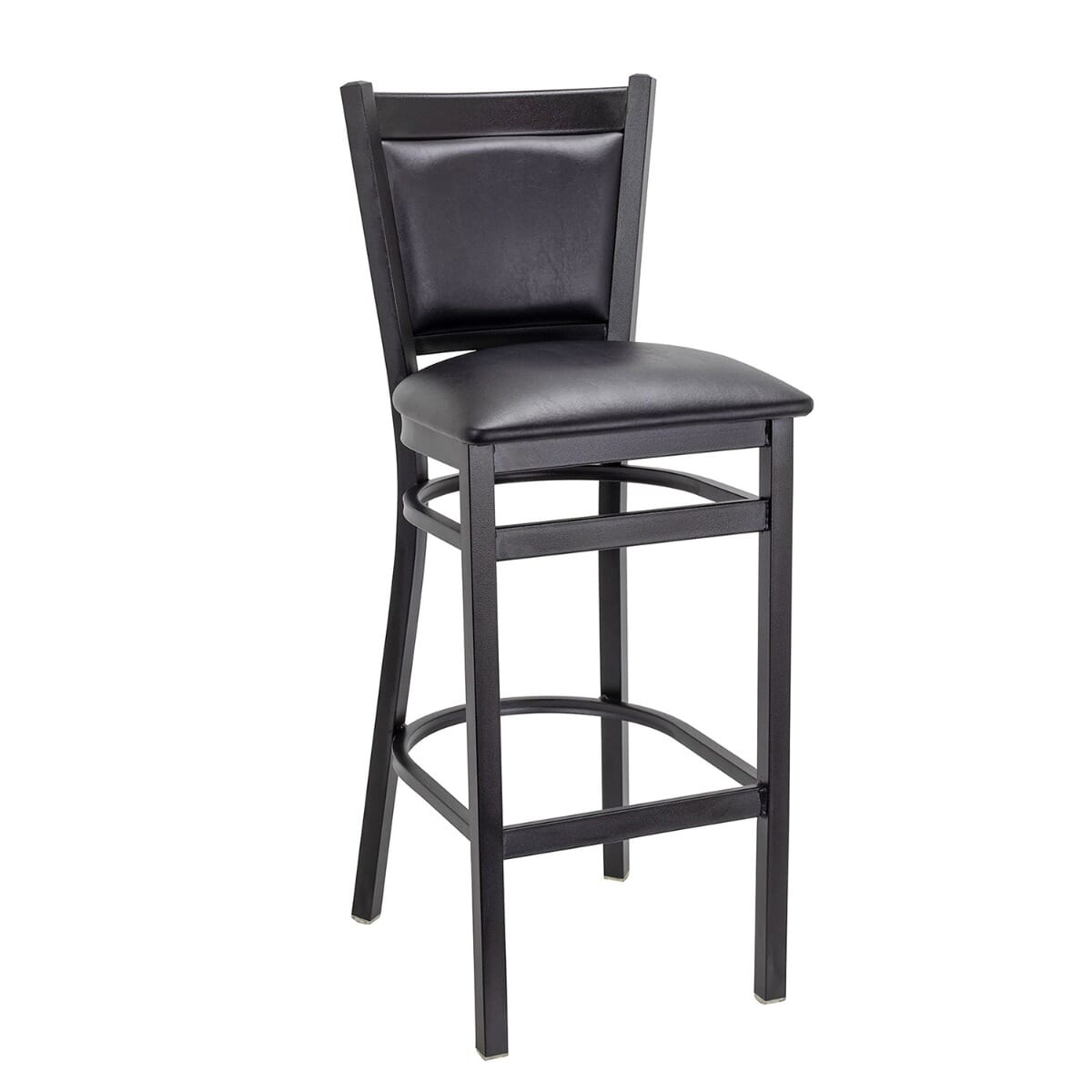 Quick-Ship Black Steel Restaurant Bar Stool with Black Vinyl
