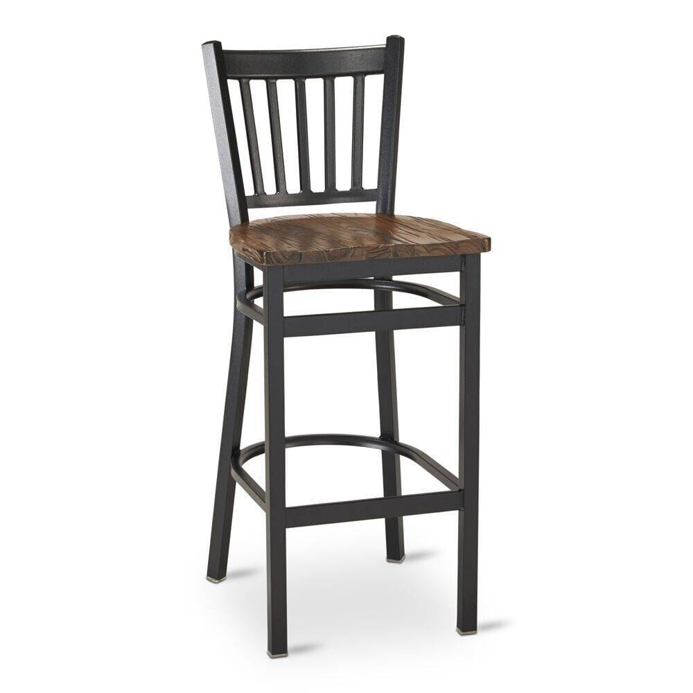 Black Metal Vertical-Back Commercial Bar Stool with ...