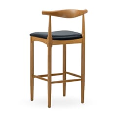 Natural Elm Wood Restaurant Bar Stool With Upholstered Seat