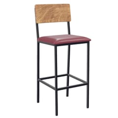 Reclaimed Natural Wood Restaurant Bar Stool with Industrial Steel Frame