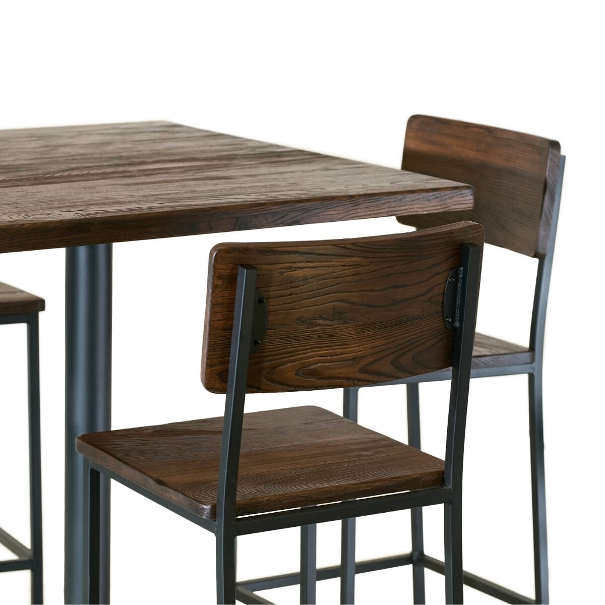 Minimalist Restaurant Bar Height Table Set with 4 Modern Rectangular Back Bar Stools
