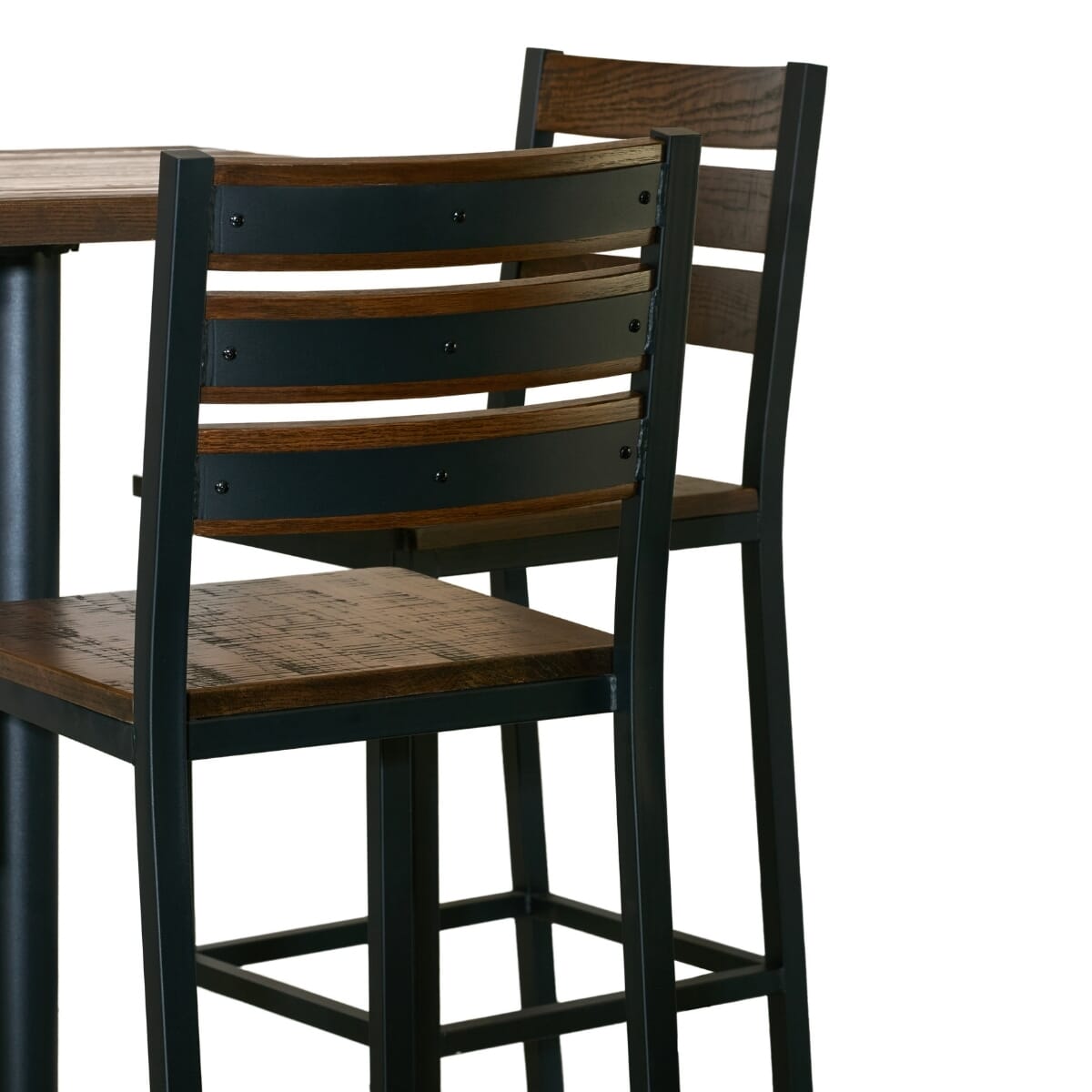 AshForge Bar Height Rectangular Pub Table Set with 6 Modern Slatted-back Bar Stools