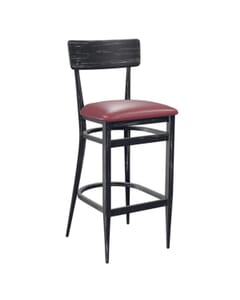 Upholstered Antique Gray Commercial Bar Stool (Front)