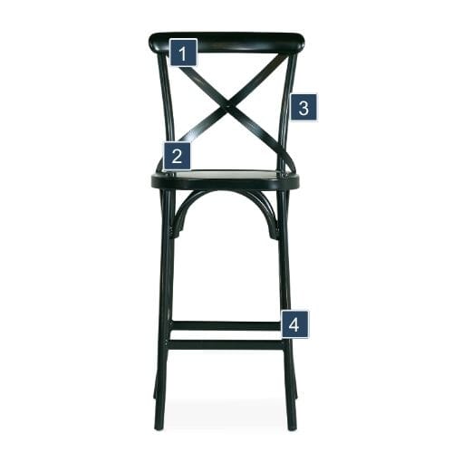  Black Steel Cross-Back Bar Stool Features