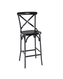 Antique-Look Metal Cross-Back Commercial Bar Stool with Metal Seat (front)