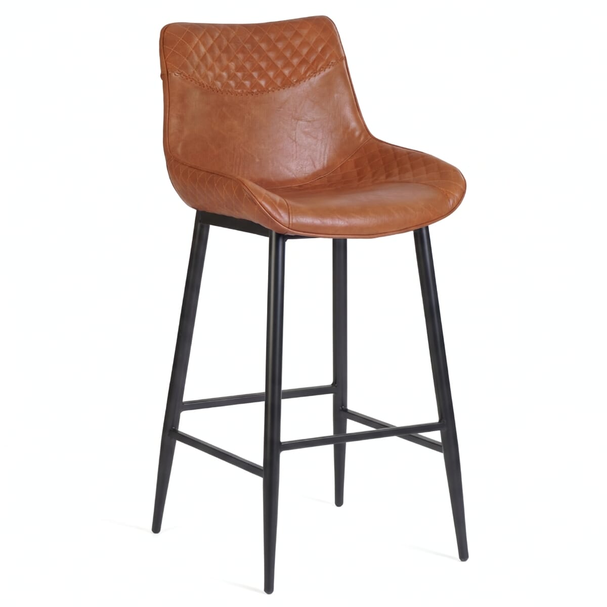 Cradle Quilted Vinyl Restaurant Bar Stool with Black Steel Frame