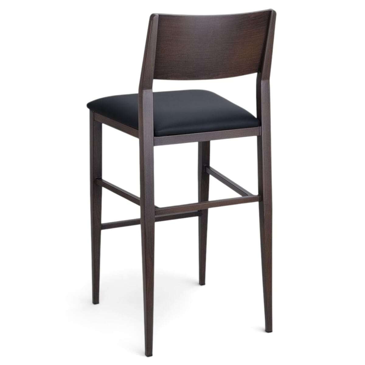 Steelgrain Walnut Finish Restaurant Bar Stool with Panel Back