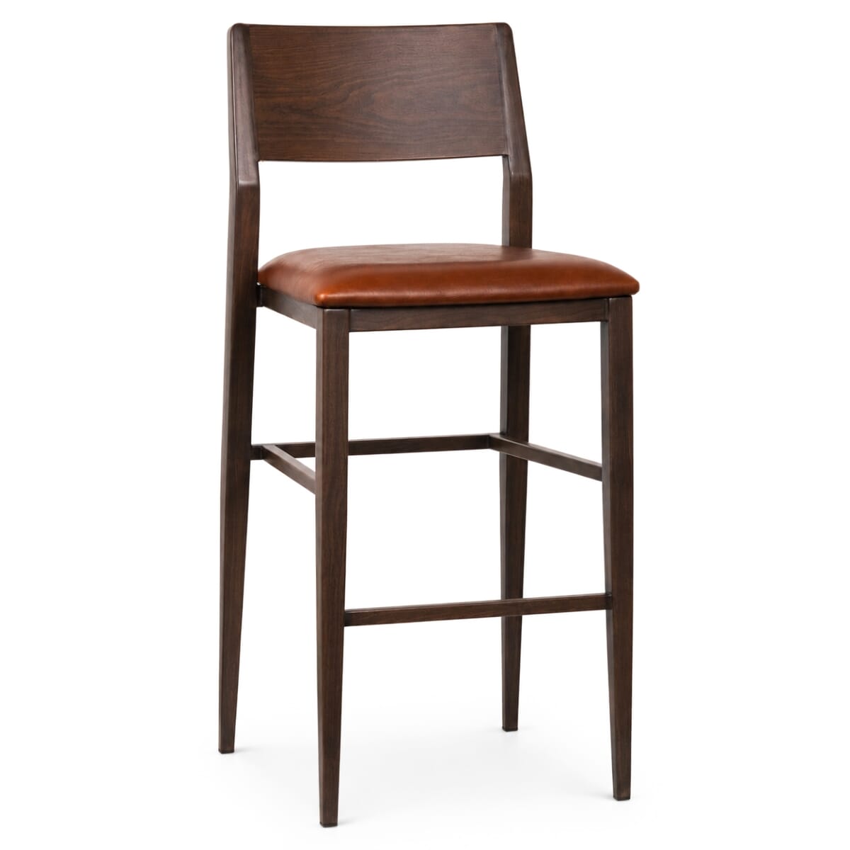 Steelgrain Walnut Finish Restaurant Bar Stool with Panel Back